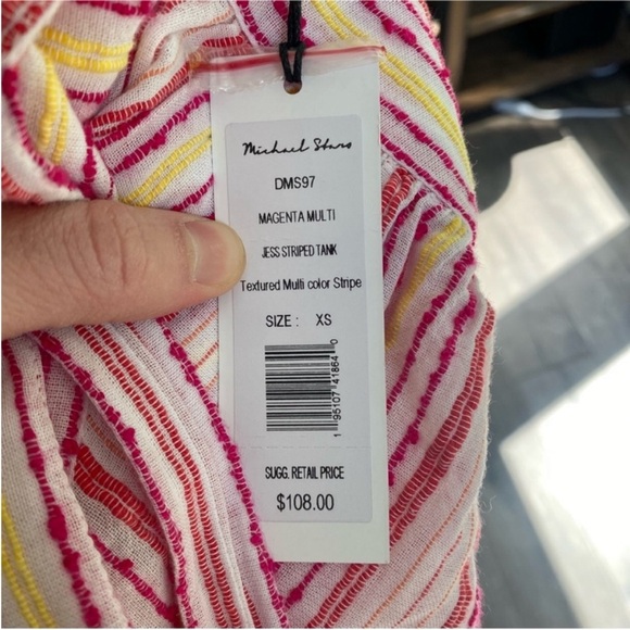 NWT Michael Stars Jess Striped Button Front Tank Top - Picture 7 of 7